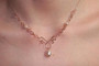 14K rose gold filled chain link necklace with creamrose pearls and silk crystals handmade by Jessica Luu Jewelry