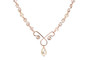 14K rose gold filled chain link necklace with creamrose pearls and silk crystals handmade by Jessica Luu Jewelry