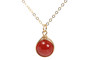 14K gold filled wire wrapped carnelian red gemstone necklace handmade by Jessica Luu Jewelry