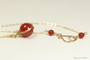 14K gold filled wire wrapped carnelian red gemstone necklace handmade by Jessica Luu Jewelry