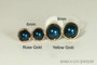 14K rose and yellow gold filled wire wrapped dark blue petrol pearl stud earrings handmade by Jessica Luu Jewelry