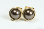 14k gold filled wire wrapped dark chocolate brown pearl stud earrings handmade by Jessica Luu Jewelry