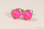 Sterling silver wire wrapped neon pink stud earrings handmade by Jessica Luu Jewelry