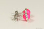 Sterling silver wire wrapped neon pink stud earrings handmade by Jessica Luu Jewelry