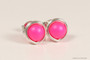 Sterling silver wire wrapped neon pink stud earrings handmade by Jessica Luu Jewelry