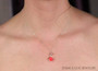 Sterling silver necklace with neon red pearl pendant handmade by Jessica Luu Jewelry