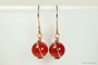 14K Rose gold filled wire carnelian gemstone dangle earrings handmade by Jessica Luu Jewelry