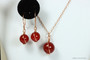 14K Rose gold filled wire carnelian gemstone dangle earrings and necklace set handmade by Jessica Luu Jewelry