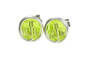 Sterling silver wire wrapped citrus green crystal stud earrings handmade by Jessica Luu Jewelry