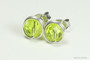 Sterling silver wire wrapped citrus green crystal stud earrings handmade by Jessica Luu Jewelry