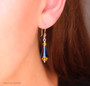 Sterling Silver Dark Blue and Yellow Crystal Earrings - Available with Matching Necklace