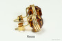 14K yellow gold filled wire wrapped amber brown crystal stud earrings handmade by Jessica Luu Jewelry