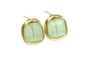 14K gold filled wire wrapped 6mm light green opalescent cube crystal stud earrings handmade by Jessica Luu Jewelry