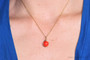 Gold Natural Coral Gemstone Necklace - Available with Matching Earrings