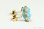 14K yellow gold filled wire wrapped 6mm turquoise blue stud earrings with stainless steel backings handmade by Jessica Luu Jewelry