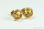 14K yellow gold filled wire wrapped 6mm round amber crystal stud earrings handmade by Jessica Luu Jewelry