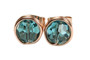 14K rose gold filled wire wrapped teal blue indicolite crystal stud earrings handmade by Jessica Luu Jewelry