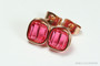 14K rose gold filled wire wrapped 6mm pink cube crystal stud earrings handmade by Jessica Luu Jewelry