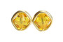 14K yellow gold filled wire wrapped sunflower yellow faceted crystal stud earrings handmade by Jessica Luu Jewelry