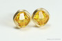 14K yellow gold filled wire wrapped sunflower yellow faceted crystal stud earrings handmade by Jessica Luu Jewelry