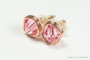 14K rose gold filled wire wrapped 6mm diamond shaped faceted light pink crystal stud earrings handmade by Jessica Luu Jewelry