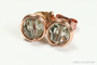14K rose gold filled wire wrapped 6mm round black diamond crystal stud earrings handmade by Jessica Luu Jewelry