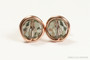 14K rose gold filled wire wrapped 6mm round black diamond crystal stud earrings handmade by Jessica Luu Jewelry
