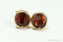 14K gold filled wire wrapped 6mm sepia brown crystal stud earrings handmade by Jessica Luu Jewelry