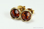 14K gold filled wire wrapped 6mm sepia brown crystal stud earrings handmade by Jessica Luu Jewelry