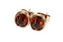 14K rose gold filled wire wrapped 6mm sepia brown crystal stud earrings handmade by Jessica Luu Jewelry