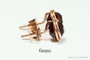 14K rose gold filled wire wrapped 6mm sepia brown crystal stud earrings handmade by Jessica Luu Jewelry