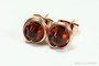 14K rose gold filled wire wrapped 6mm sepia brown crystal stud earrings handmade by Jessica Luu Jewelry