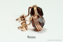 14K rose gold filled wire wrapped 8mm sepia brown crystal stud earrings handmade by Jessica Luu Jewelry