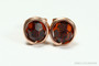 14K rose gold filled wire wrapped 6mm sepia brown crystal stud earrings handmade by Jessica Luu Jewelry