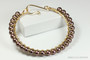 14K yellow gold filled wire wrapped bracelet with 6mm velvet brown pearls handmade by Jessica Luu Jewelry