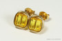 14K gold filled wire wrapped light topaz yellow crystal cube stud earrings handmade by Jessica Luu Jewelry