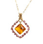 14K gold filled wire wrapped pendant on chain necklace with topaz and amethyst crystals handmade by Jessica Luu Jewelry