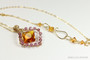 14K gold filled wire wrapped pendant on chain necklace with topaz and amethyst crystals handmade by Jessica Luu Jewelry