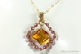 14K gold filled wire wrapped pendant on chain necklace with topaz and amethyst crystals handmade by Jessica Luu Jewelry