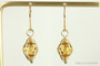 14K yellow gold filled wire wrapped amber crystal earrings handmade by Jessica Luu Jewelry