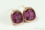 Gold Amethyst Purple Crystal Cube Pendant Necklace - Available with Matching Earrings and Other Metal Options