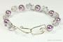 Sterling silver wire wrapped purple pearl and crystal bracelet handmade by Jessica Luu Jewelry