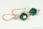 14K rose gold filled wire wrapped emerald green crystal dangle earrings handmade by Jessica Luu Jewelry