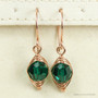 Rose Gold Emerald Green Crystal Dangle Earrings - Available with Matching Necklace and Other Metal Options