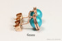 14K rose gold filled wire wrapped teal blue green pearl stud earrings handmade by Jessica Luu Jewelry