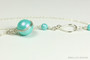 Sterling silver wire wrapped aqua blue green 10mm pearl solitaire on chain necklace handmade by Jessica Luu Jewelry