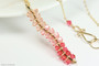 14K gold filled wire wrapped peach pink ombre gradient pendant on chain necklace handmade by Jessica Luu Jewelry