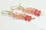 14K gold filled wire wrapped peach pink ombre gradient dangle earrings handmade by Jessica Luu Jewelry