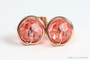 14K rose gold filled wire wrapped peach pink crystal stud earrings handmade by Jessica Luu Jewelry