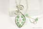Sterling silver wire wrapped blue green erinite crystal pendant on chain necklace handmade by Jessica Luu Jewelry
